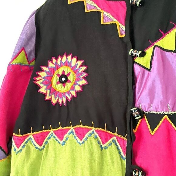 vintage julia kin womens  80's Patchwork Jacket sizePM - Picture 4 of 7